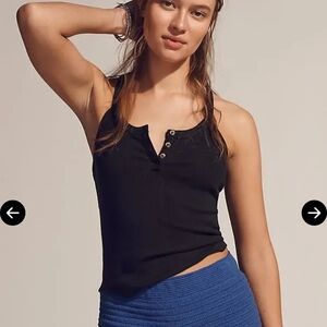 Black Pilcro Hang Ten Layering Ribbed Button-Front Tank Top - From Anthropologie